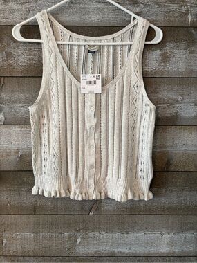 American Eagle Outfitters Cream Button-Front Knit Camisole. 100% Cotton